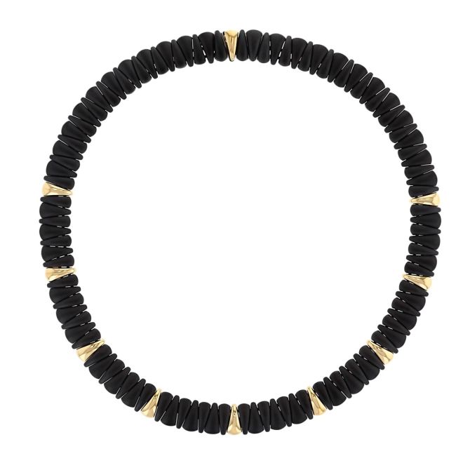 Demeglio Artiglio Matte Black Ceramic Necklace with Yellow Gold Stations, 18"