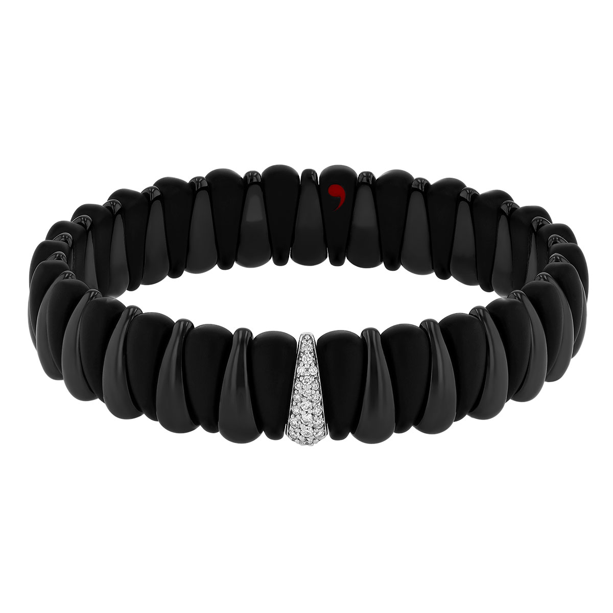 Demeglio Extensible Artiglio Matte & High Polish Black Ceramic Stretch Bracelet with Diamonds in Whi