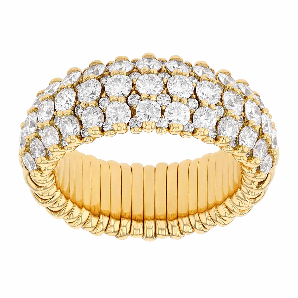 Demeglio Extensible Diamond Pavé Stretch Ring in Yellow Gold