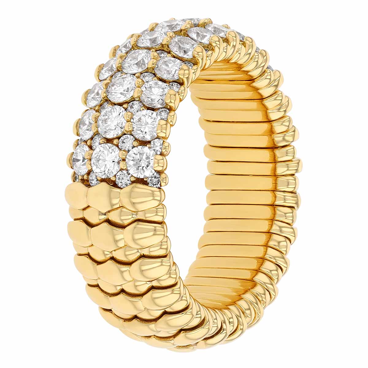 Demeglio Extensible Diamond Pavé Stretch Ring in Yellow Gold