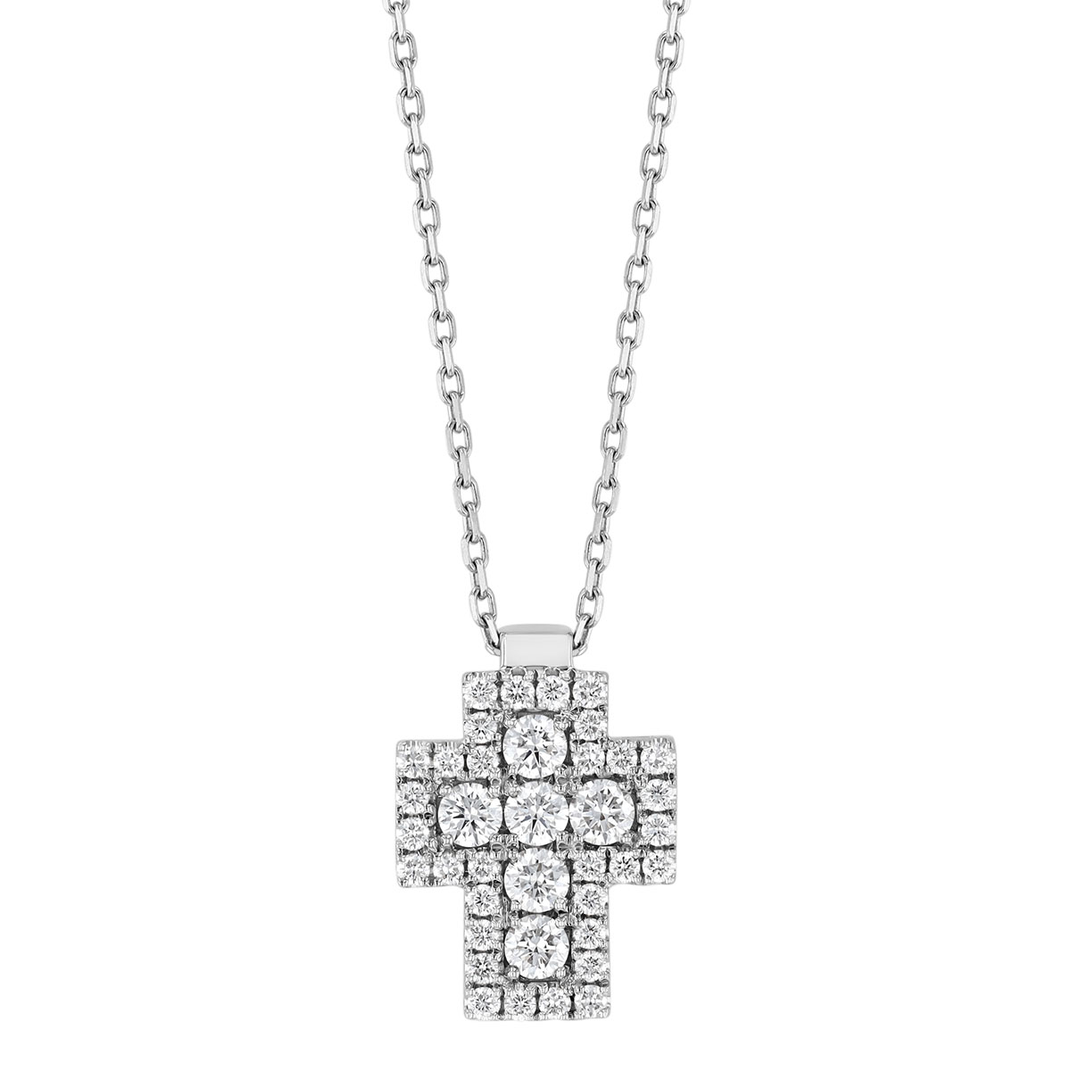Frederic Sage Firenze Diamond Pavé Cross Pendant in White Gold