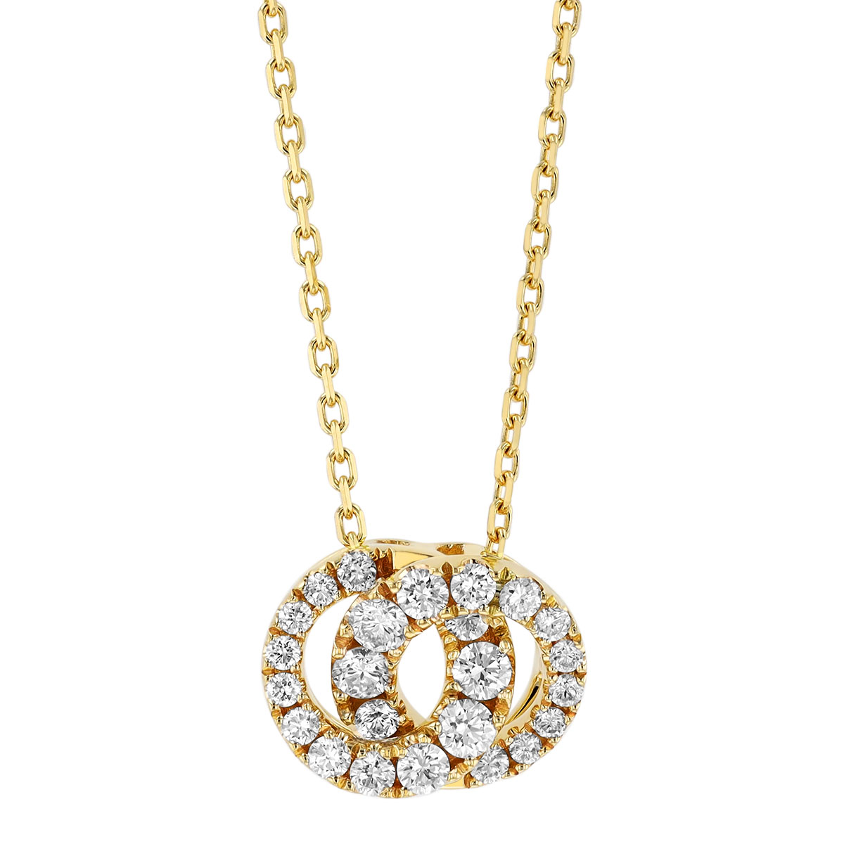 Frederic Sage Diamond Double Interlocking Circle Pendant in Yellow Gold, 18