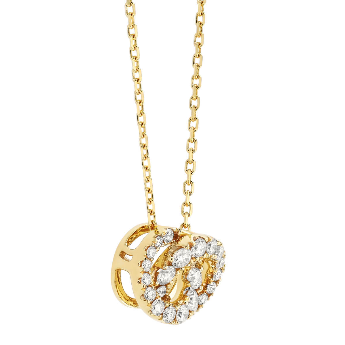 Frederic Sage Diamond Double Interlocking Circle Pendant in Yellow Gold, 18