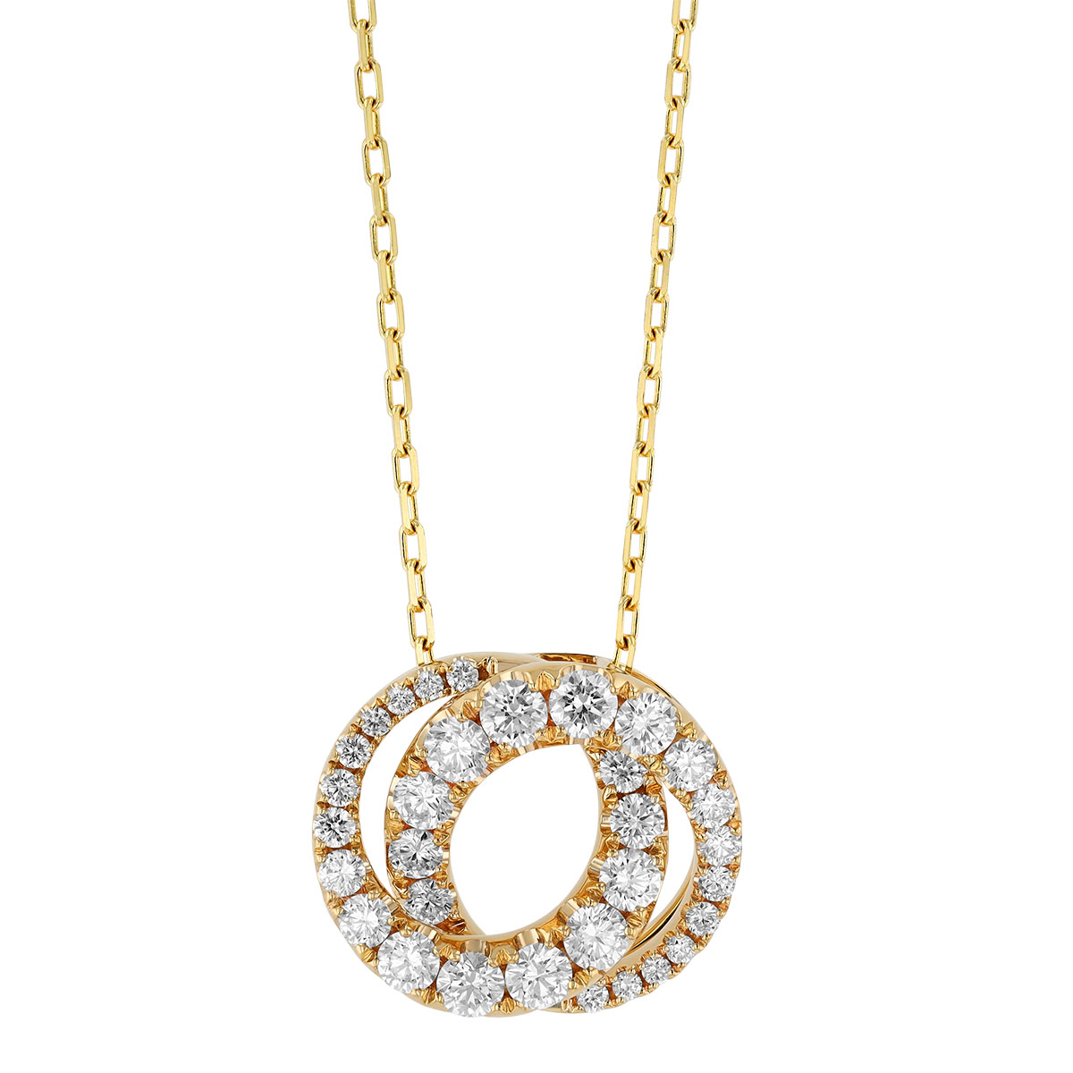 Frederic Sage Graduated Diamond Interlocking Circle Pendant in Yellow Gold, 18