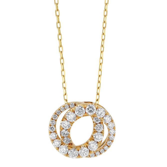 Frederic Sage Graduated Diamond Interlocking Circle Pendant in Yellow Gold, 18"