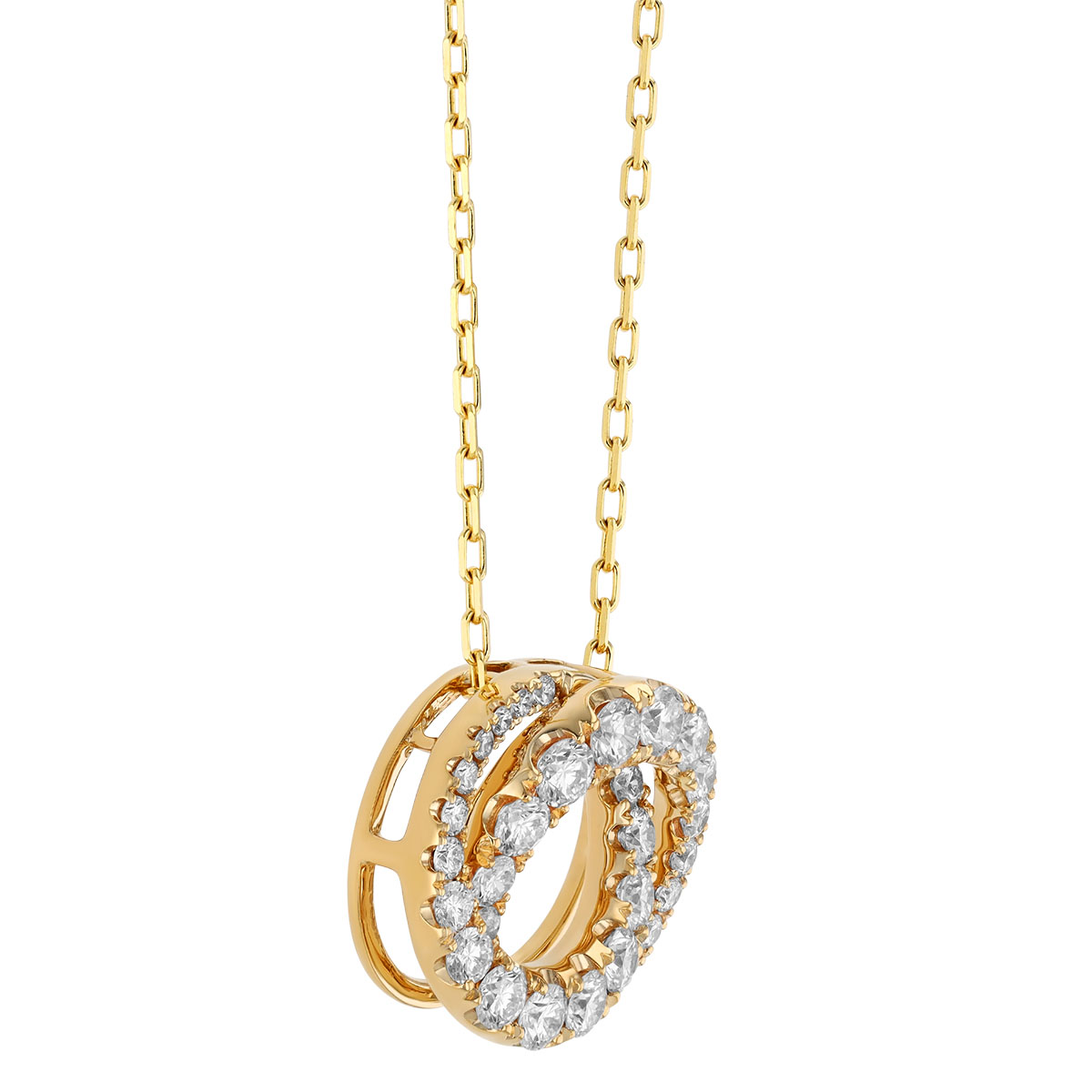 Frederic Sage Graduated Diamond Interlocking Circle Pendant in Yellow Gold, 18