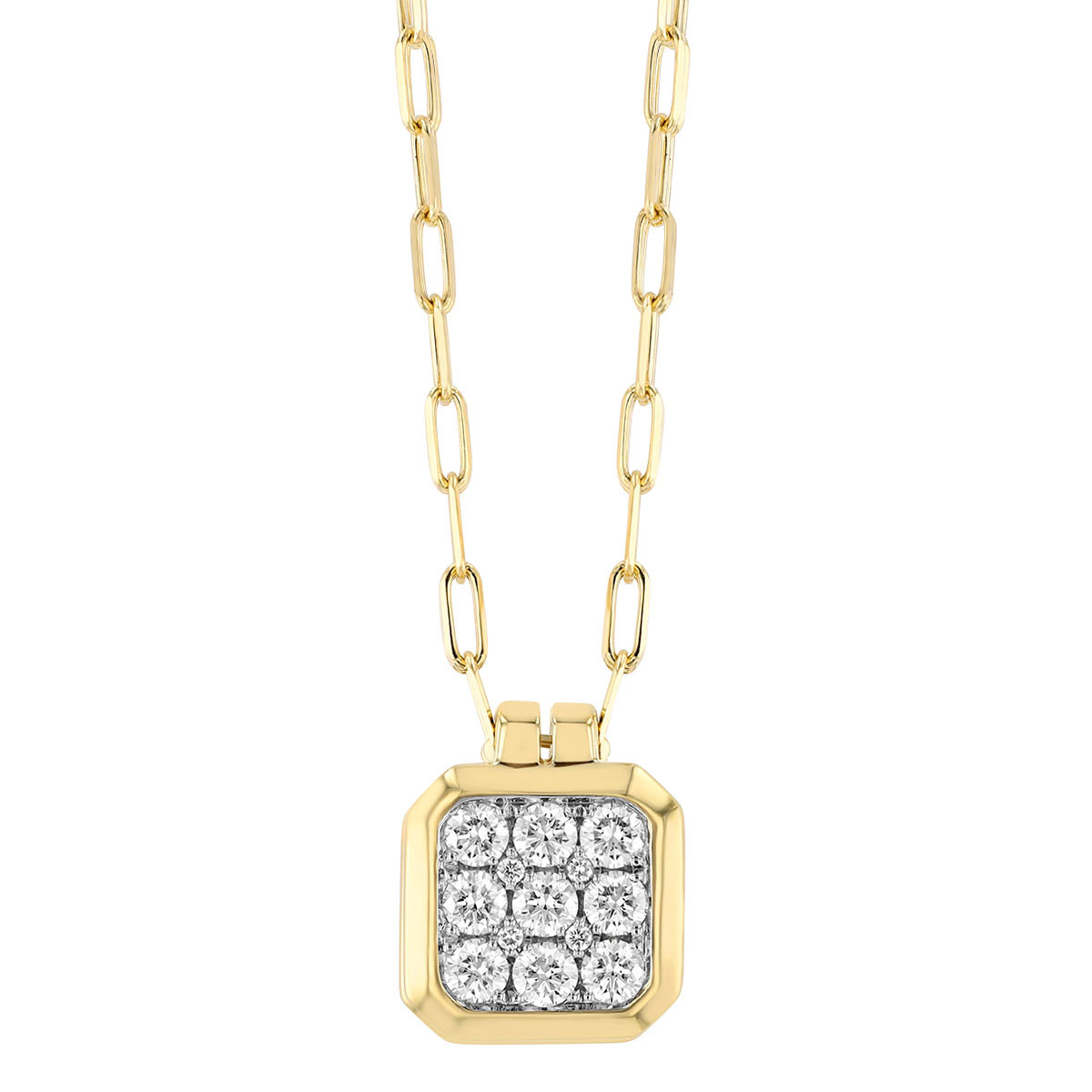 Frederic Sage Diamond Cluster Square Pendant in Two Tone