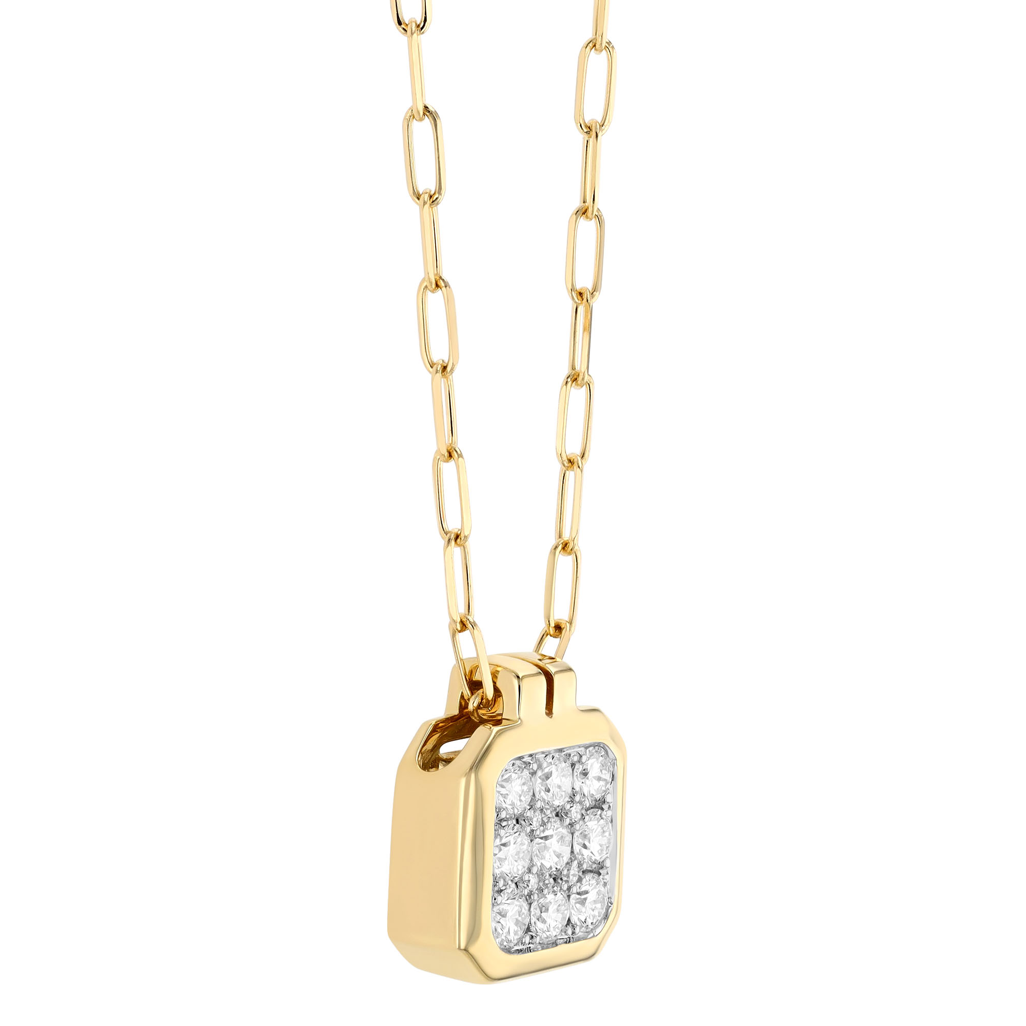 Frederic Sage Diamond Cluster Square Pendant in Two Tone