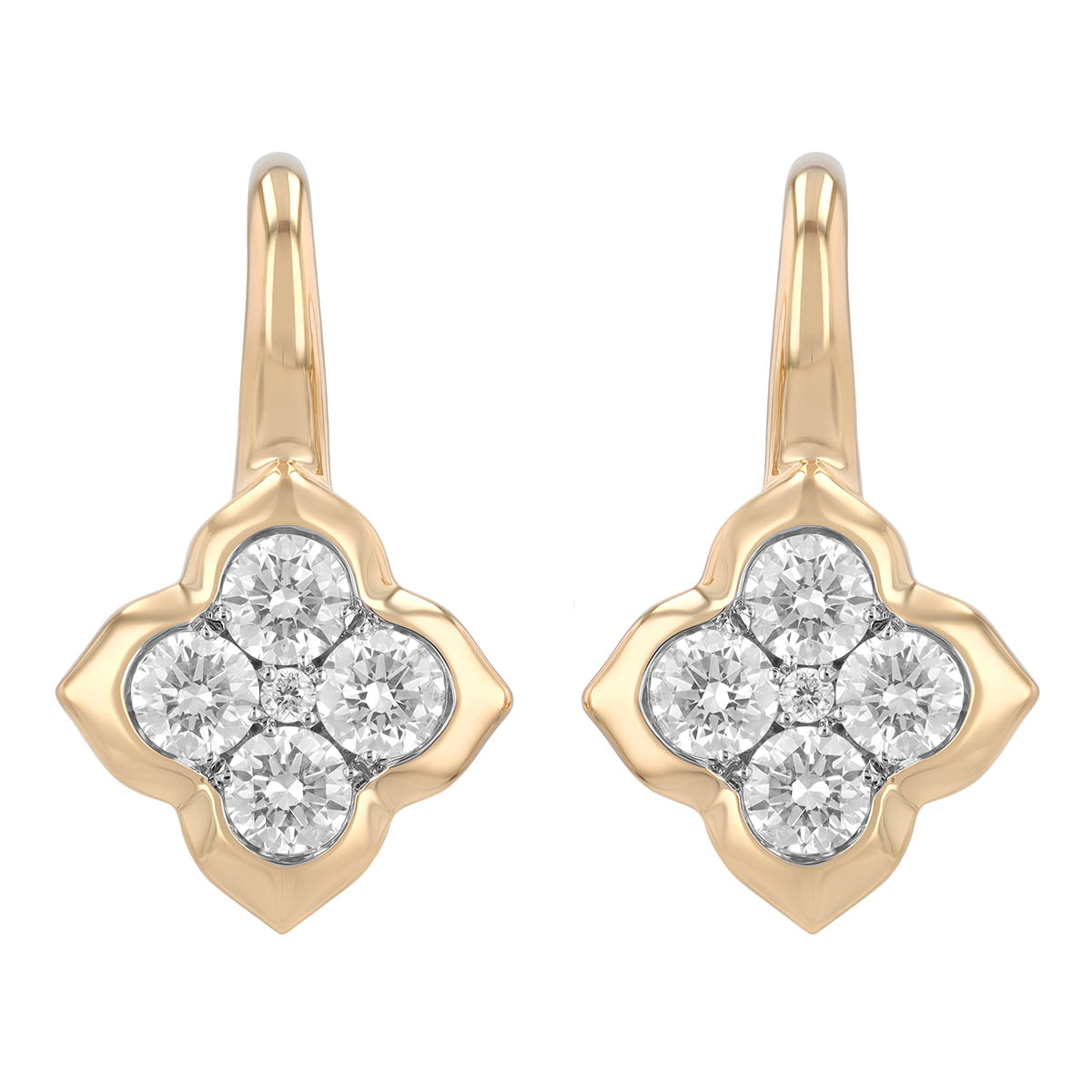 Frederic Sage Diamond Cluster Quarterfoil Drop Earrings in Two Tone