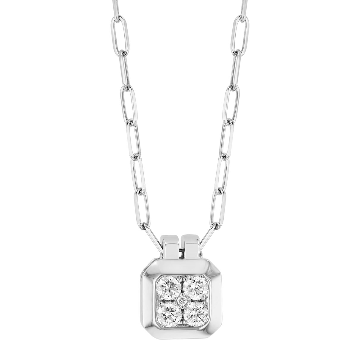 Frederic Sage Diamond Cluster Square Pendant In White Gold