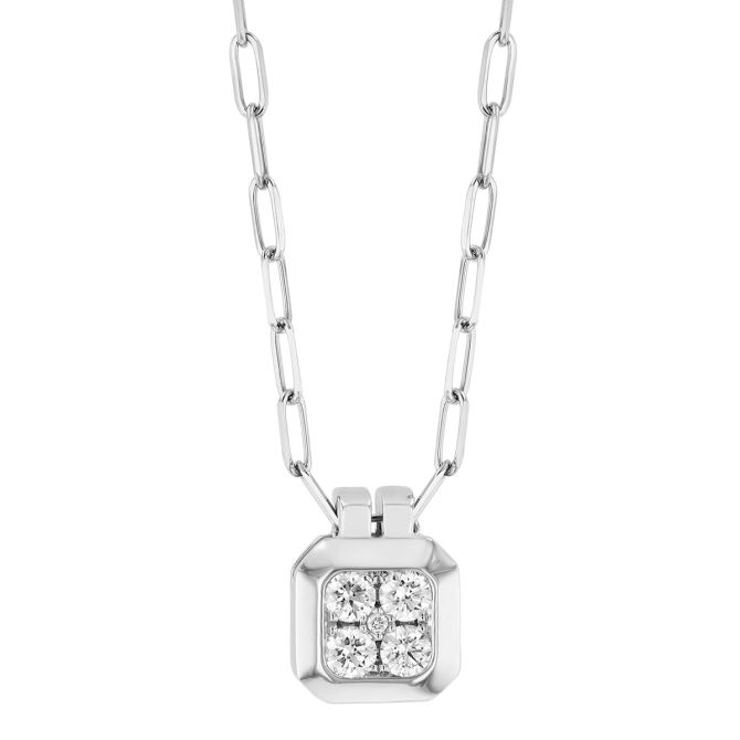 Frederic Sage Diamond Cluster Square Pendant In White Gold