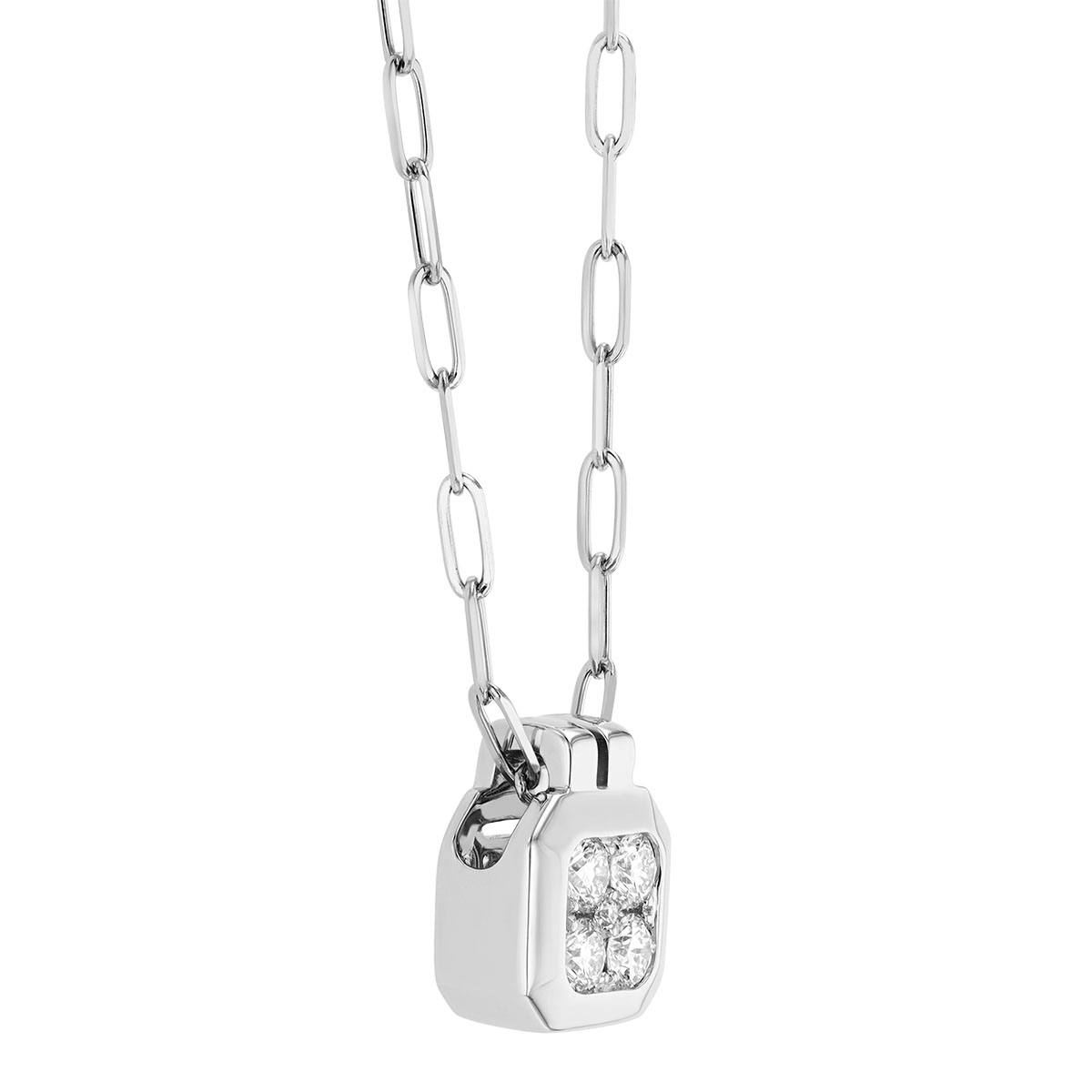 Frederic Sage Diamond Cluster Square Pendant In White Gold