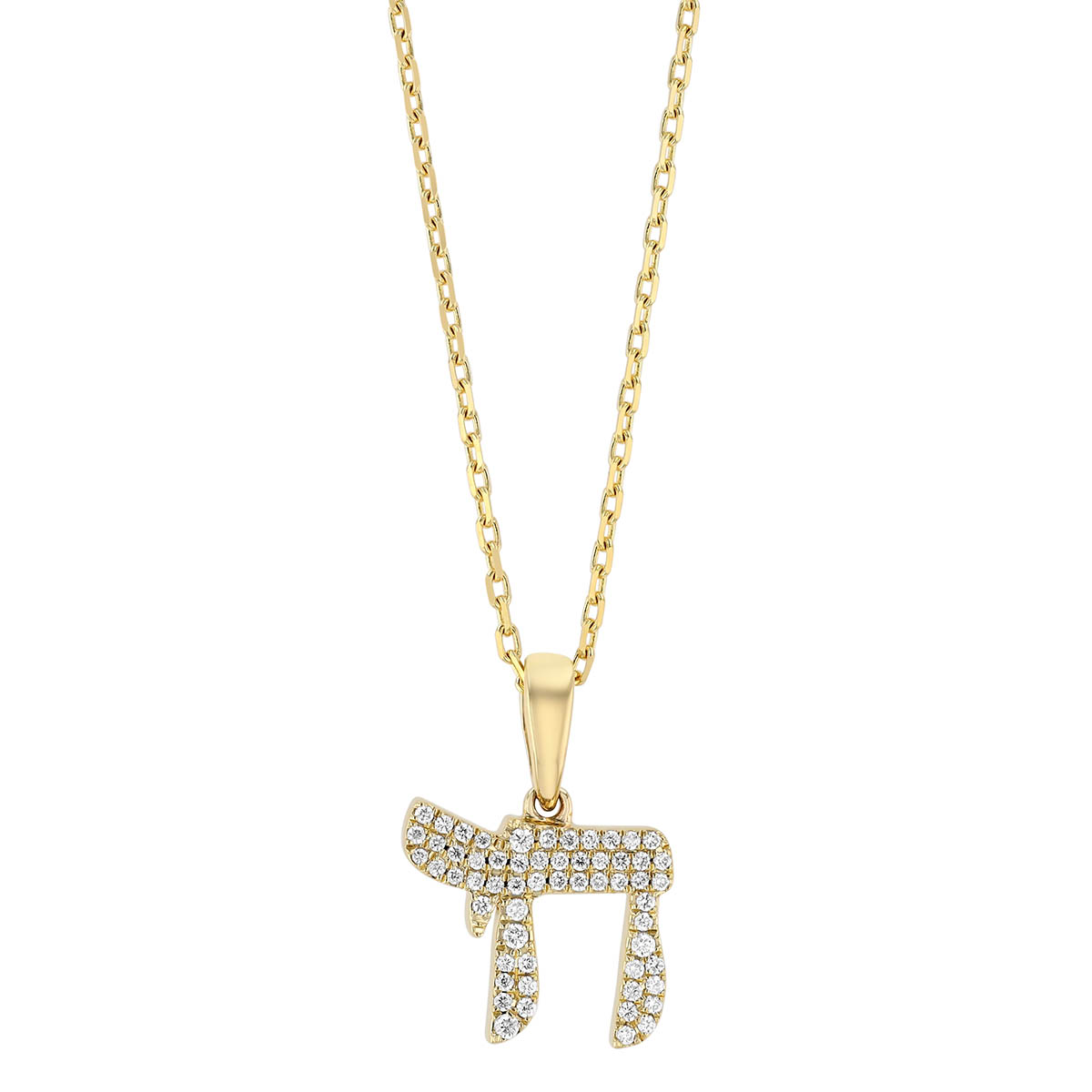 Frederic Sage Diamond Pavé Chai Pendant in Yellow Gold