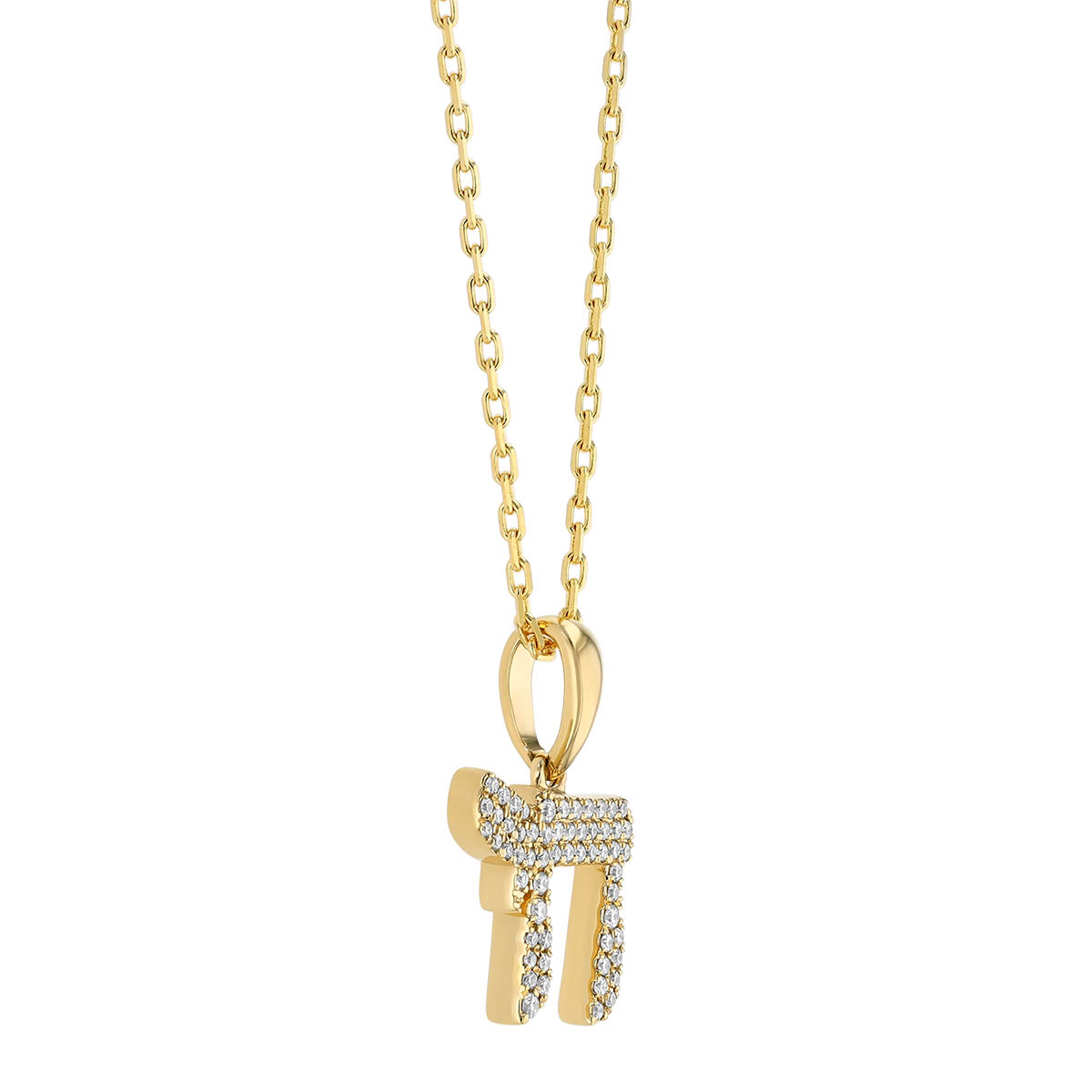 Frederic Sage Diamond Pavé Chai Pendant in Yellow Gold