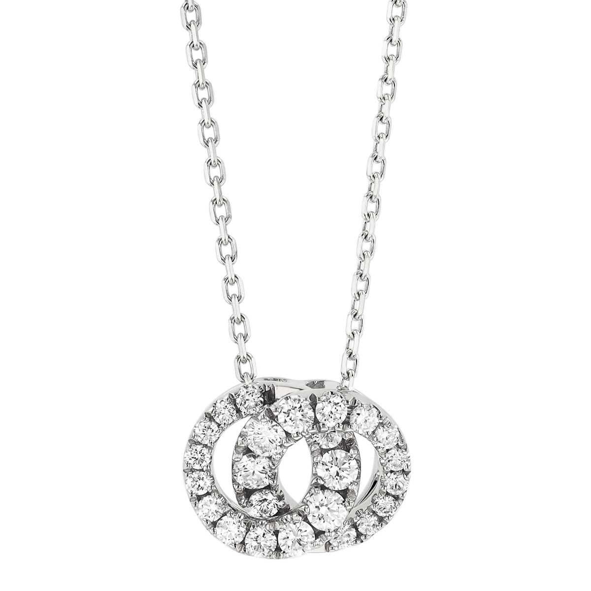 Frederic Sage Diamond Double Interlocking Circle Pendant in White Gold, 18