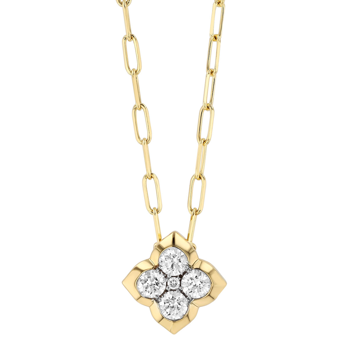 Frederic Sage Diamond Cluster Quarterfoil Pendant in Two Tone, 18