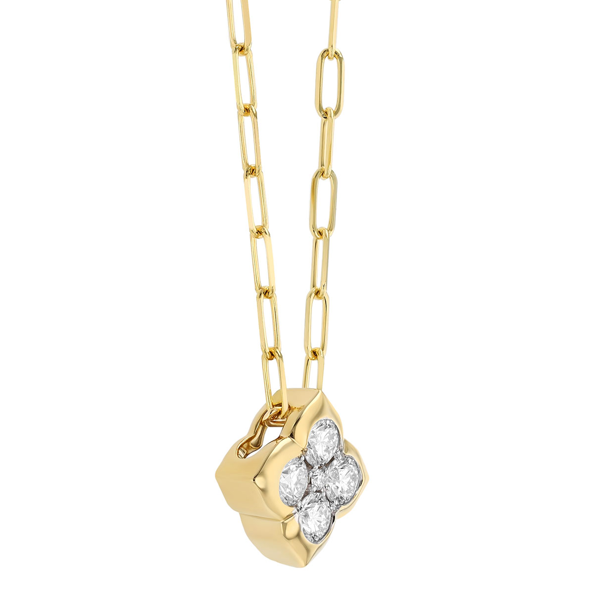 Frederic Sage Diamond Cluster Quarterfoil Pendant in Two Tone, 18