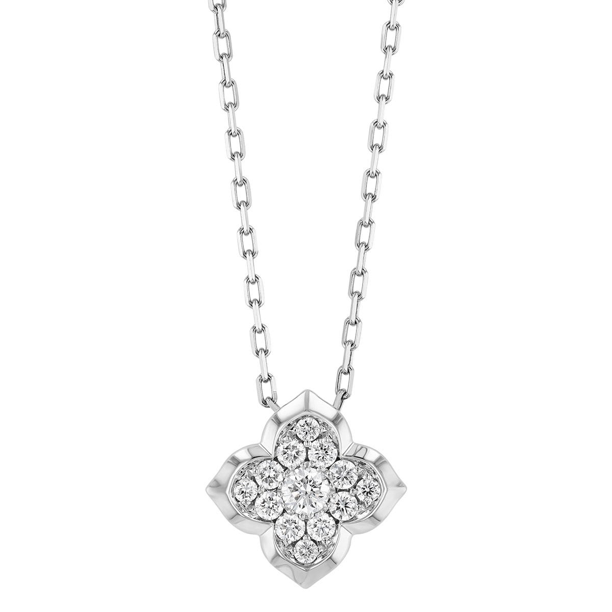 Frederic Sage Diamond Pavé Quatrefoil Pendant in White Gold