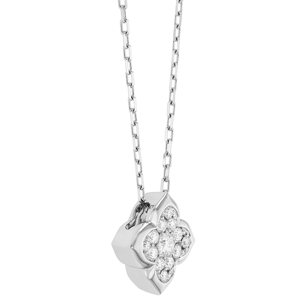 Frederic Sage Diamond Pavé Quatrefoil Pendant in White Gold