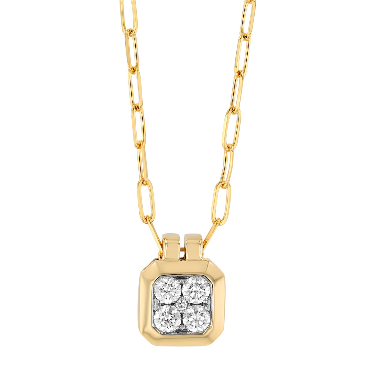Frederic Sage Diamond Cluster Square Pendant in Two Tone, 18