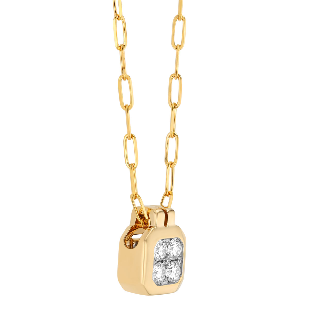 Frederic Sage Diamond Cluster Square Pendant in Two Tone, 18