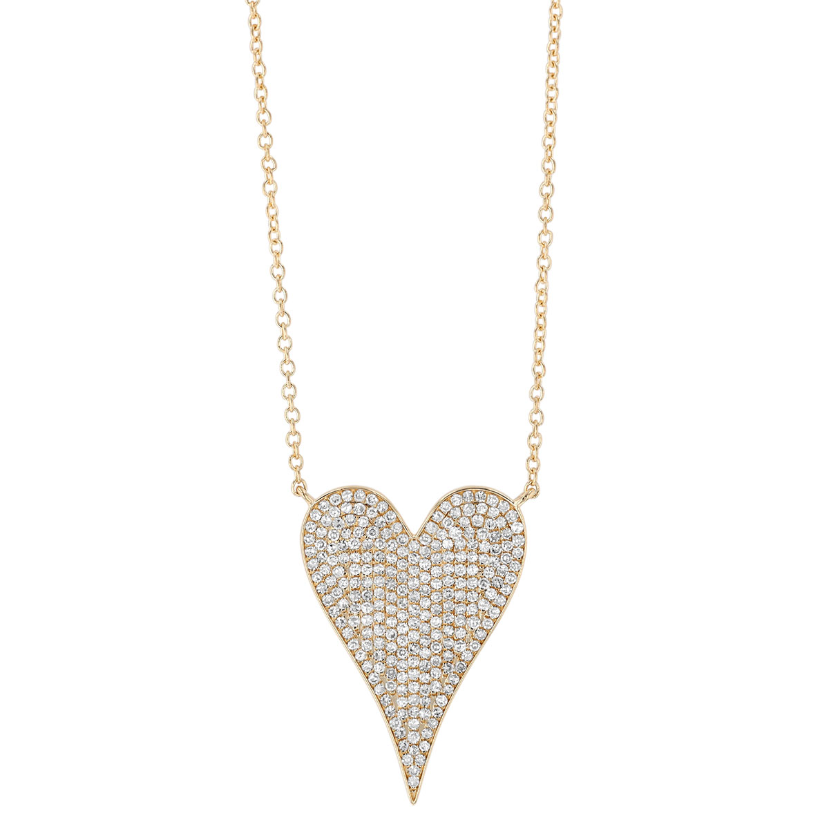 Diamond Pavé Heart Pendant in Yellow Gold, 18