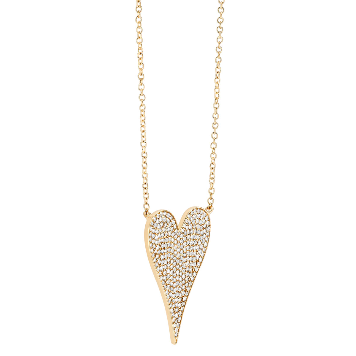 Diamond Pavé Heart Pendant in Yellow Gold, 18