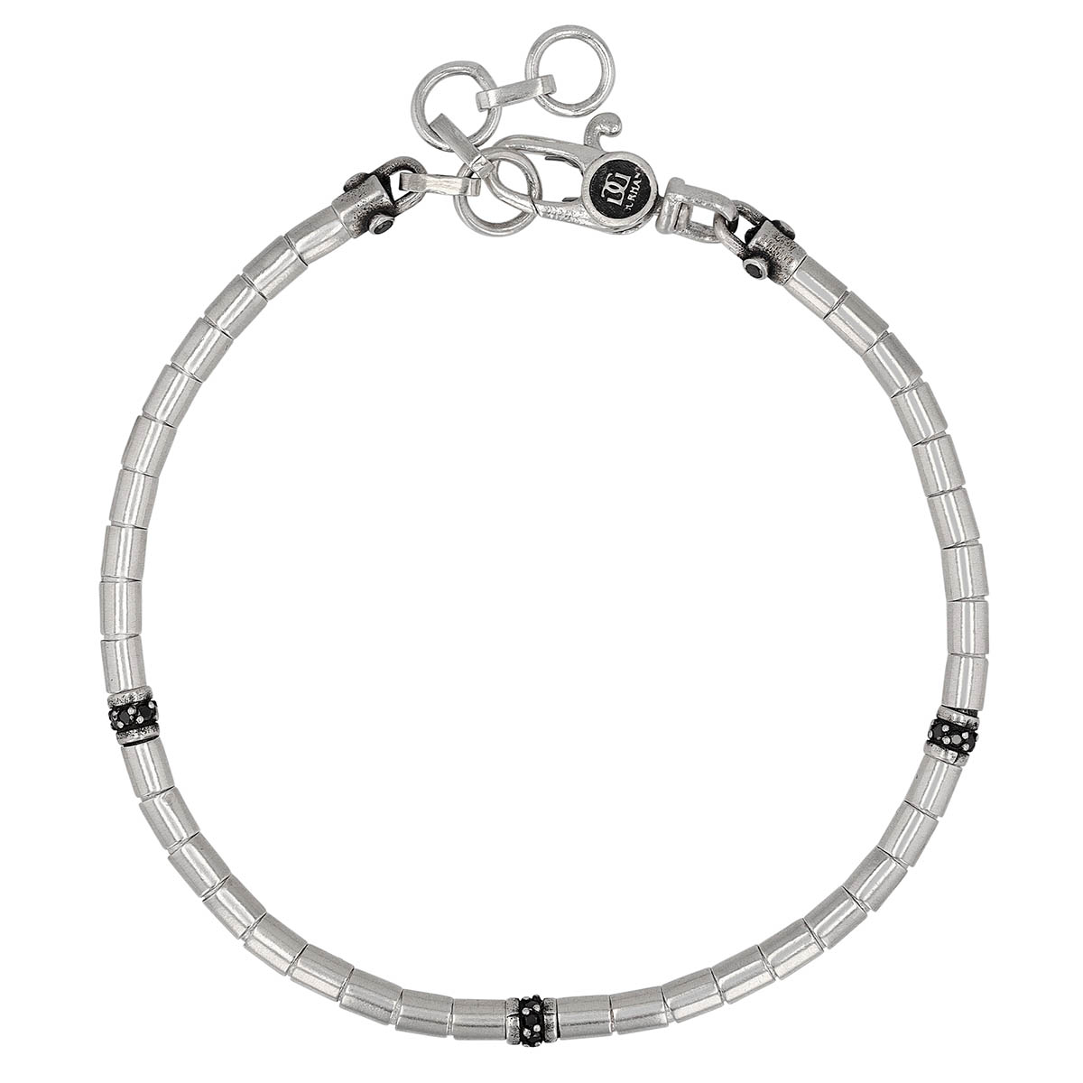 Gurhan Vertigo Black Diamond Station Tube Bead Bracelet in Sterling Silver, 8.25