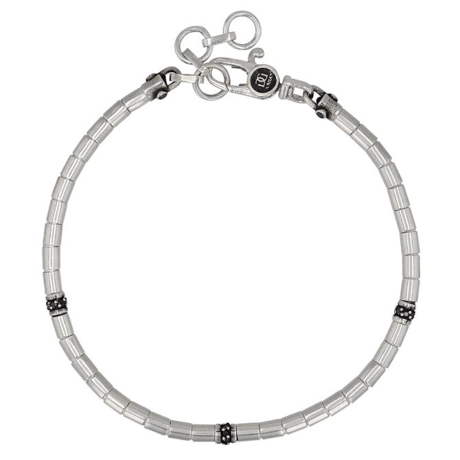 Gurhan Vertigo Black Diamond Station Tube Bead Bracelet in Sterling Silver, 8.25"