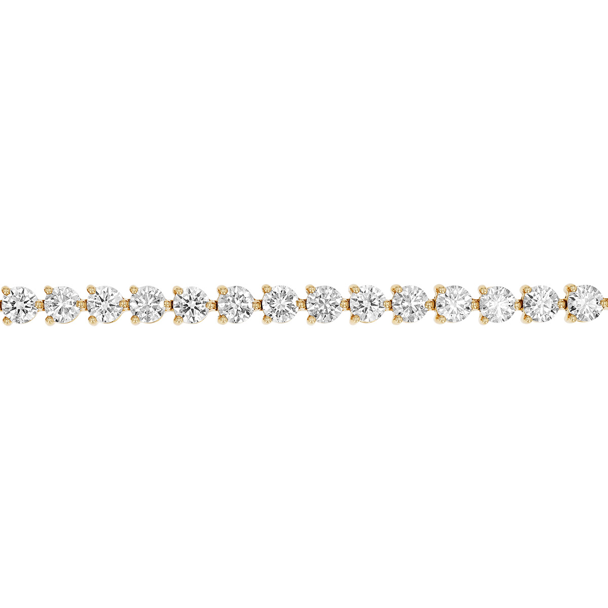 Round Diamond 3 Prong Tennis Bracelet in Yellow Gold, 6.75