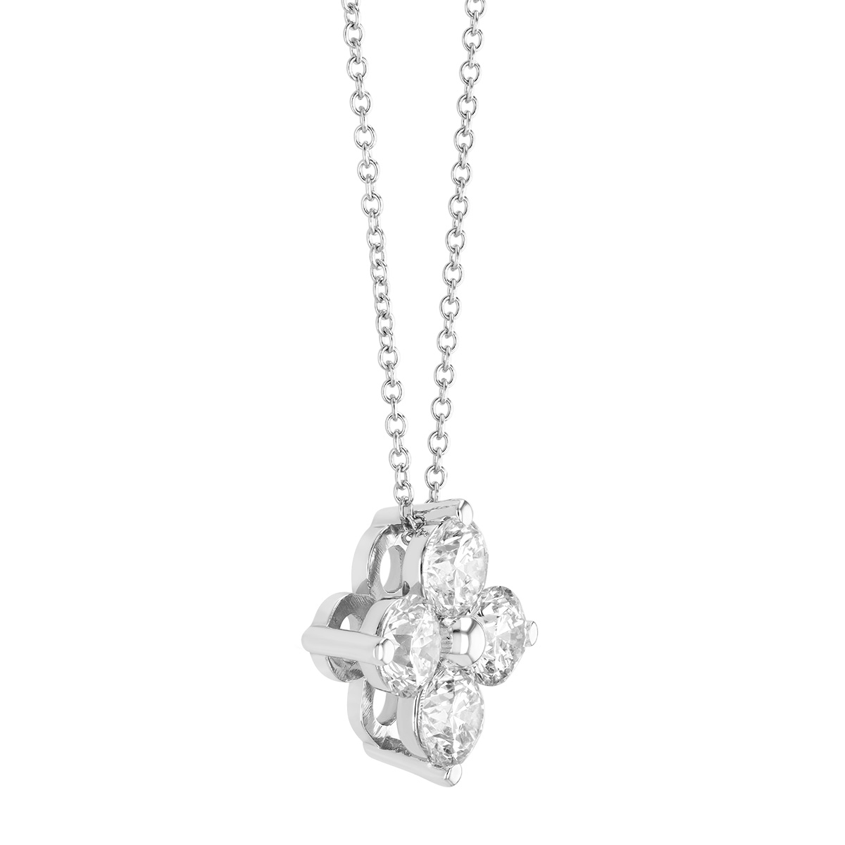 Round Diamond Quartet Pendant in White Gold, 18