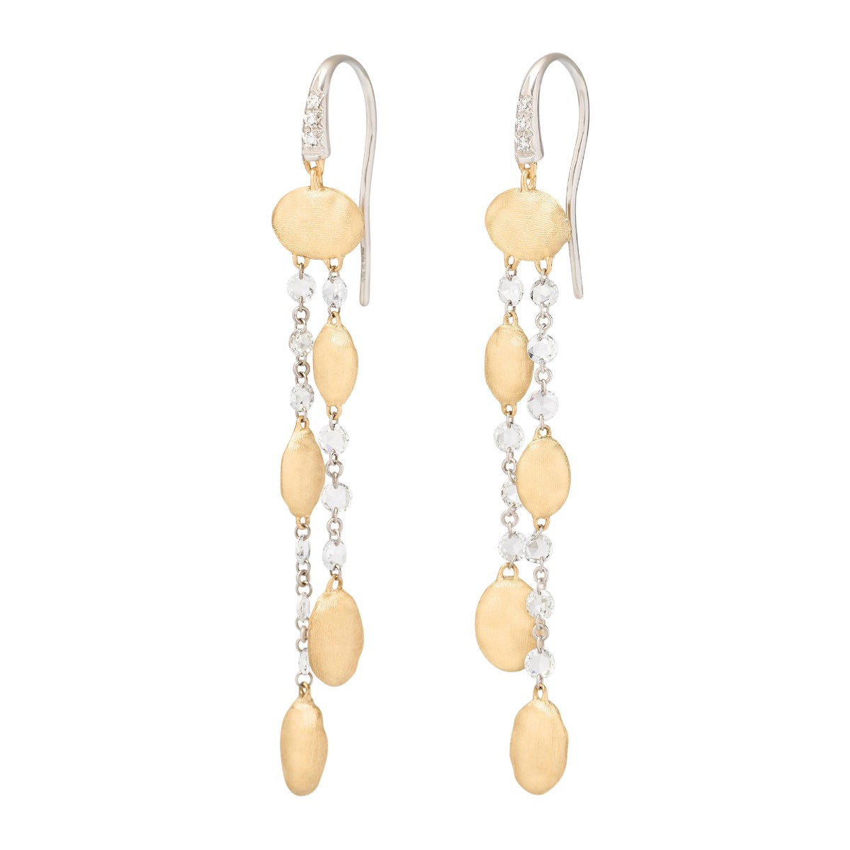 Marco Bicego Siviglia Diamond & Yellow Gold Bead Double Strand Dangle Earrings in Two Tone