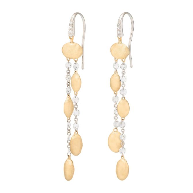 Marco Bicego Siviglia Diamond & Yellow Gold Bead Double Strand Dangle Earrings in Two Tone