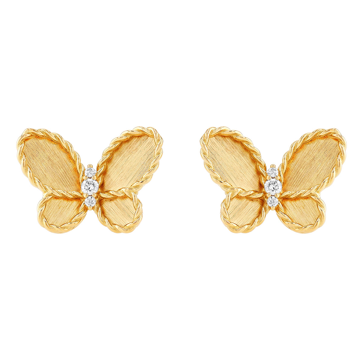 Roberto Coin Yellow Gold Butterfly Stud Earrings with Dainty Diamonds