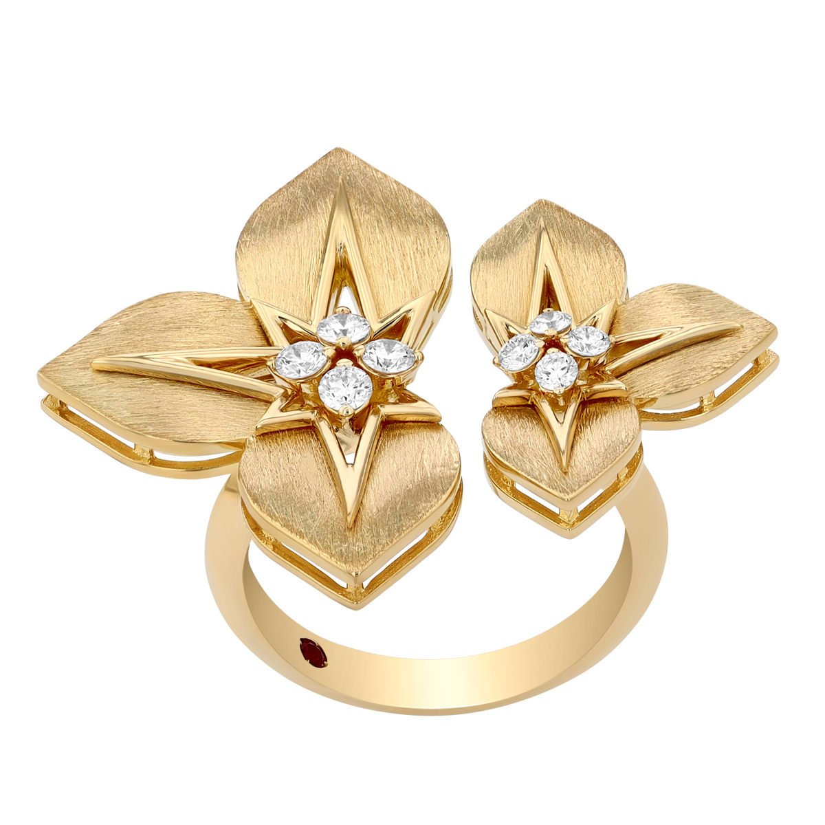 Roberto Coin Princess Diamond Split Star Ring in Yellow Gold