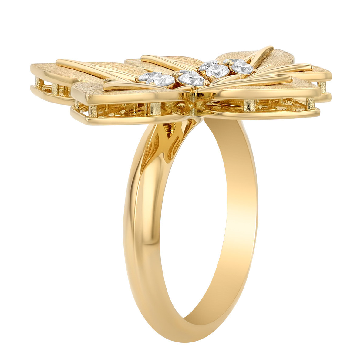 Roberto Coin Princess Diamond Split Star Ring in Yellow Gold