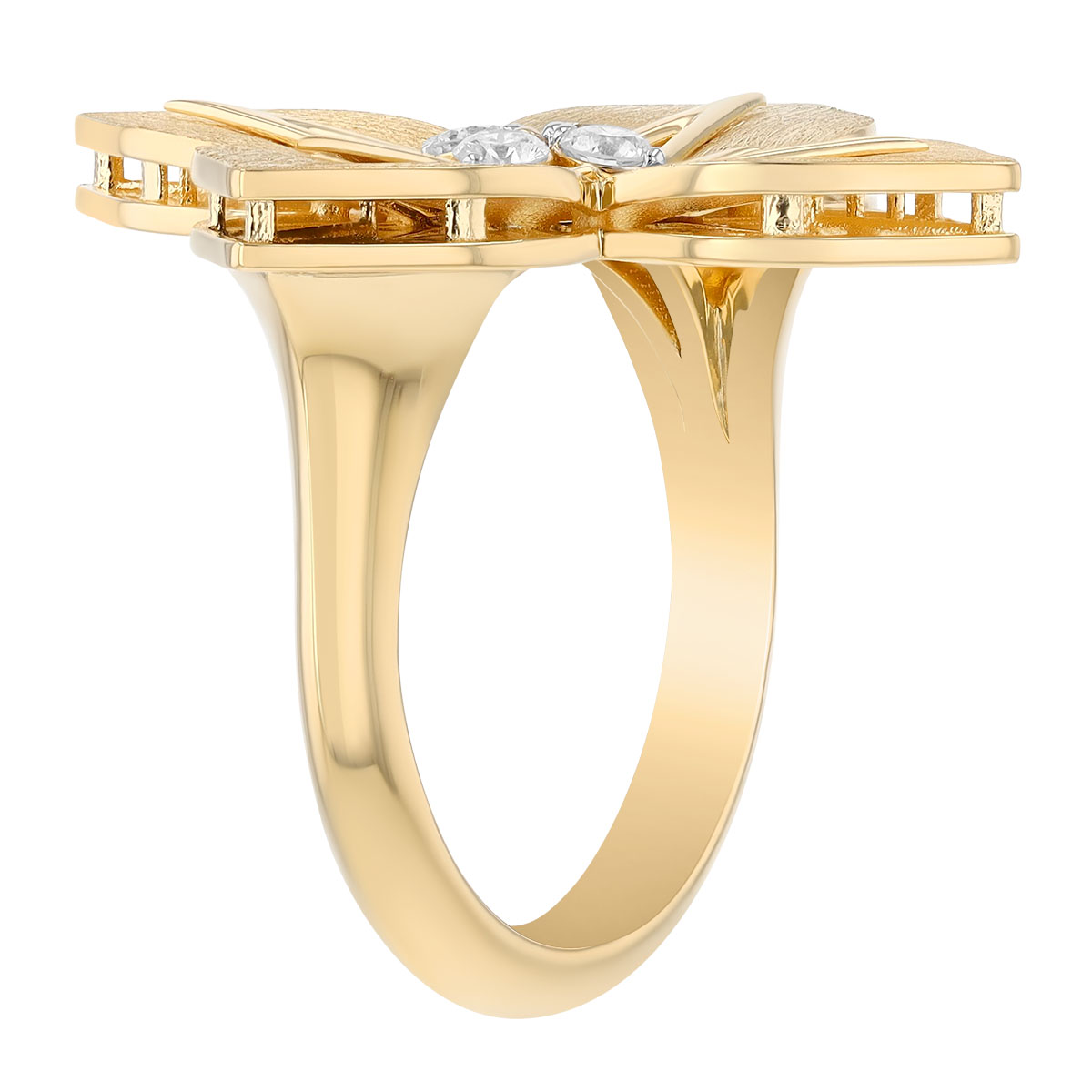 Roberto Coin Aurora Diamond Flower Ring in Yellow Gold