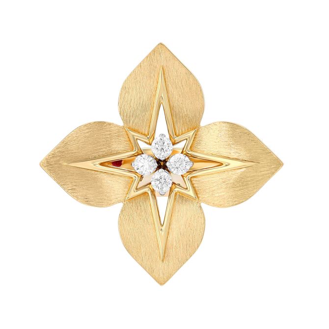Roberto Coin Aurora Diamond Flower Ring in Yellow Gold