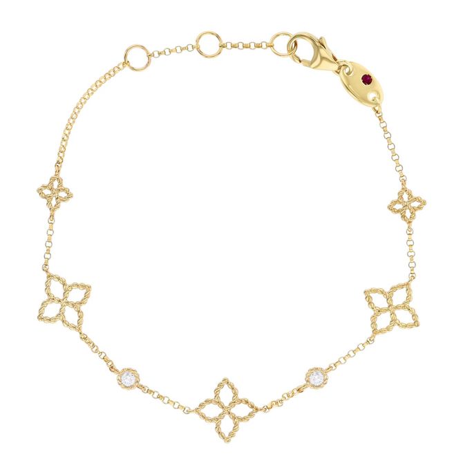 Roberto Coin Principessa Diamond & Flower Station Bracelet in