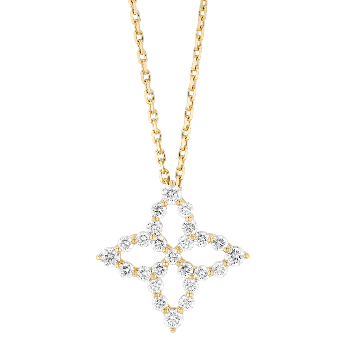 Roberto Coin Princess Diamond Open Flower Pendant in Yellow Gold