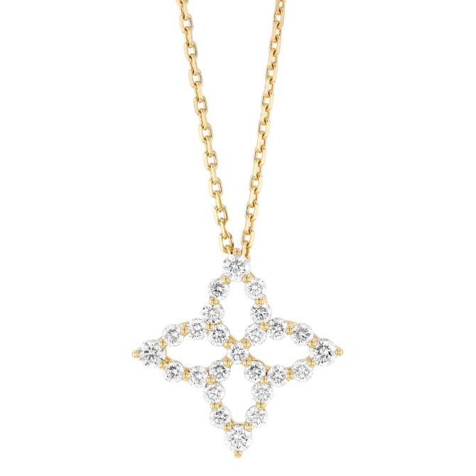 Roberto Coin Princess Diamond Open Flower Pendant in Yellow Gold