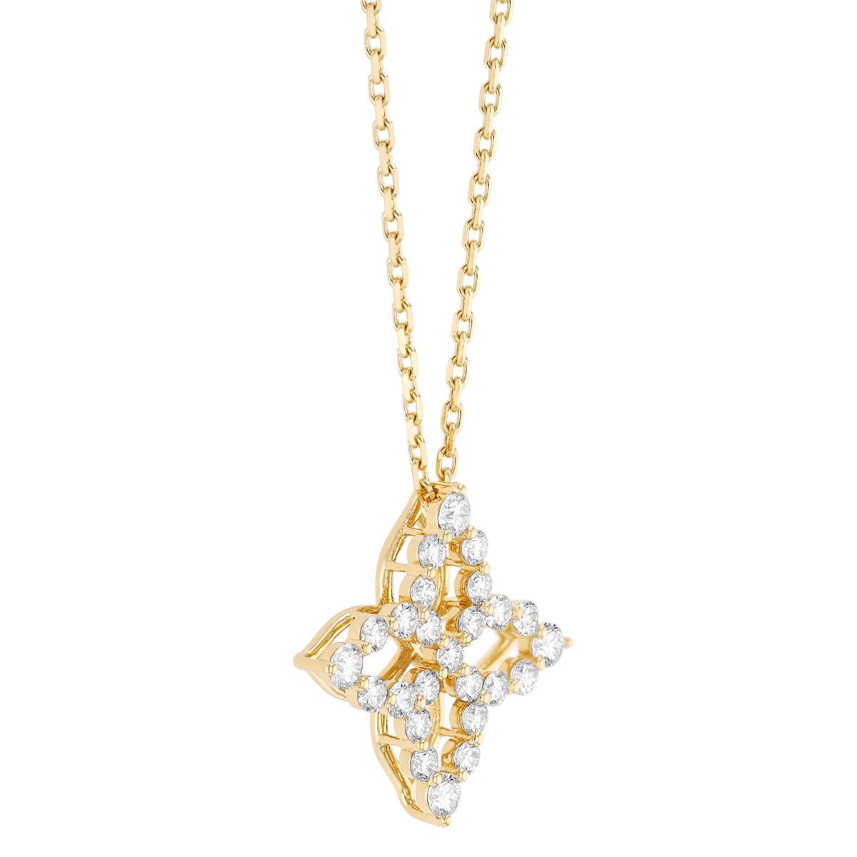 Roberto Coin Princess Diamond Open Flower Pendant in Yellow Gold