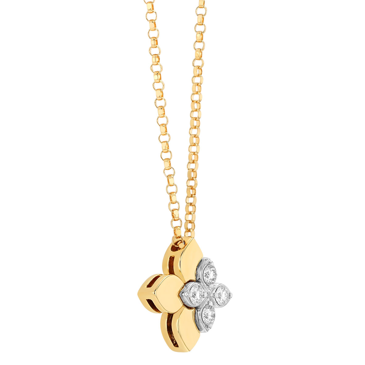 Roberto Coin Love in Verona East to West Diamond Flower Duo Pendant in Two Tone, 17