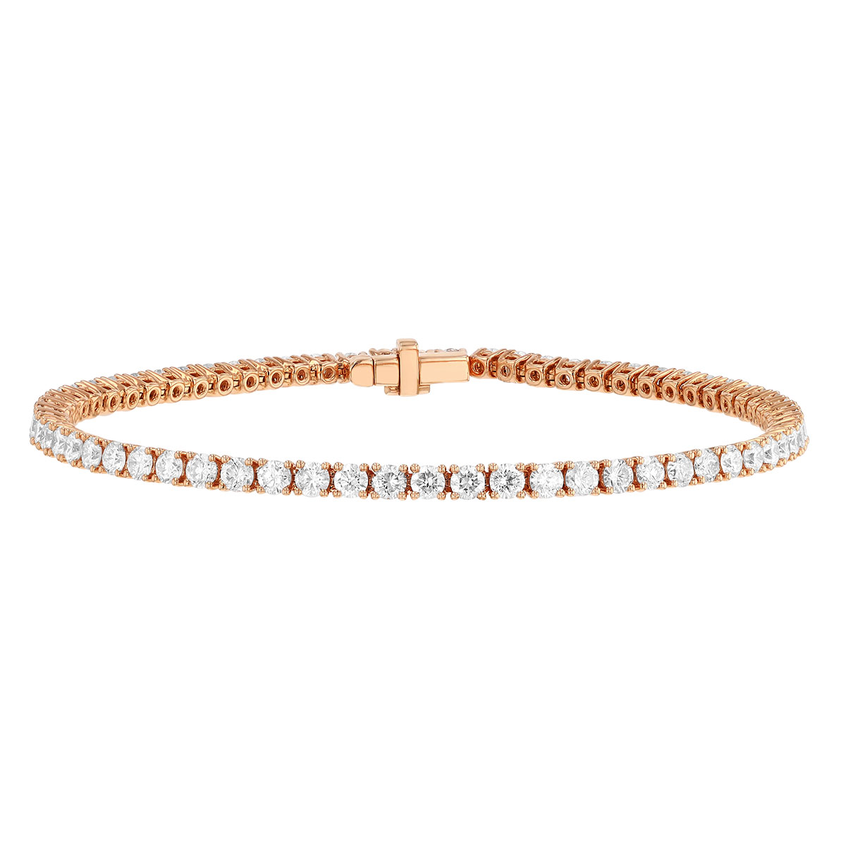 TARA Pearls Round Diamond 4 Prong Tennis Bracelet in Rose Gold, 7