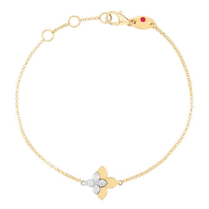 Roberto Coin Love in Verona East to West Diamond Flower Duo Bracelet in Two Tone, 7"