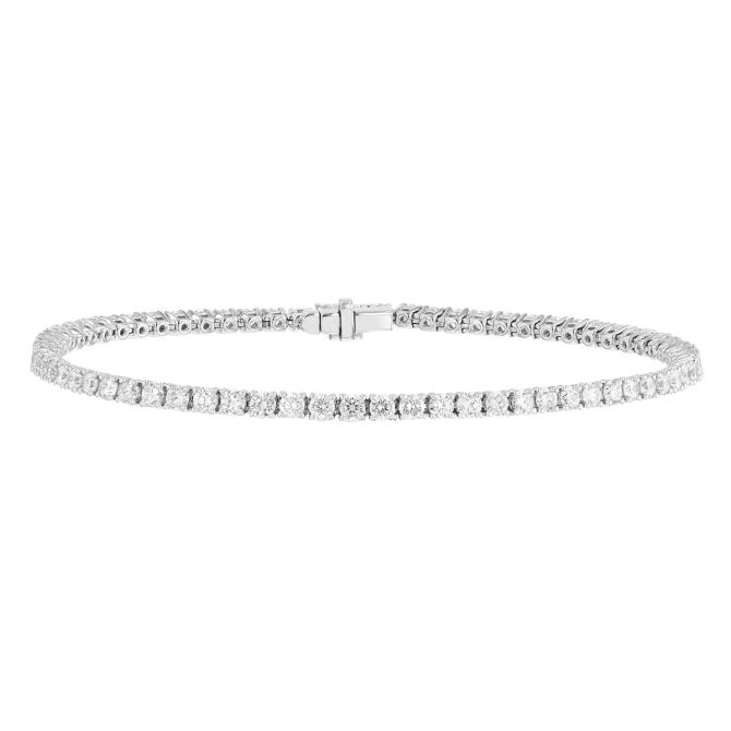 TARA Pearls Round Diamond 4 Prong Tennis Bracelet in White Gold, 7", 3.70 cttw