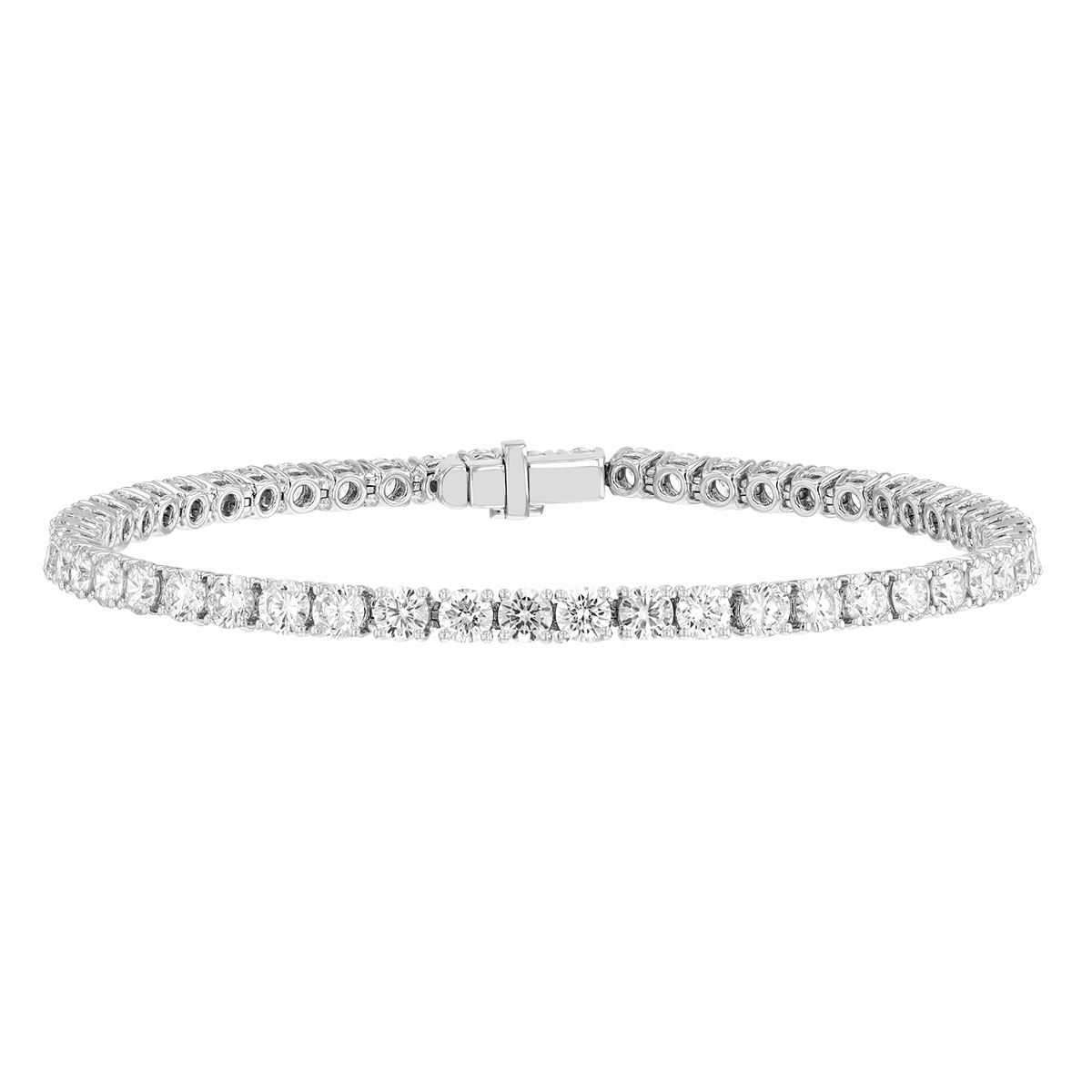 TARA Pearls Round Diamond 4 Prong Tennis Bracelet in White Gold, 7