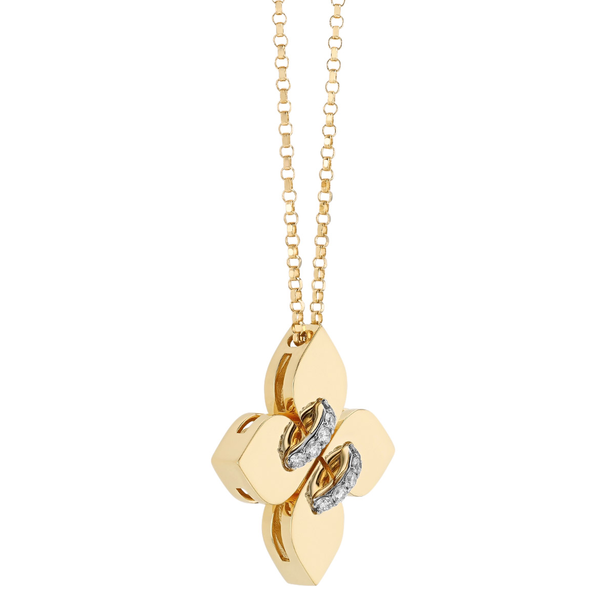 Roberto Coin Love in Verona Diamond Flower Pendant in Two Tone, 18