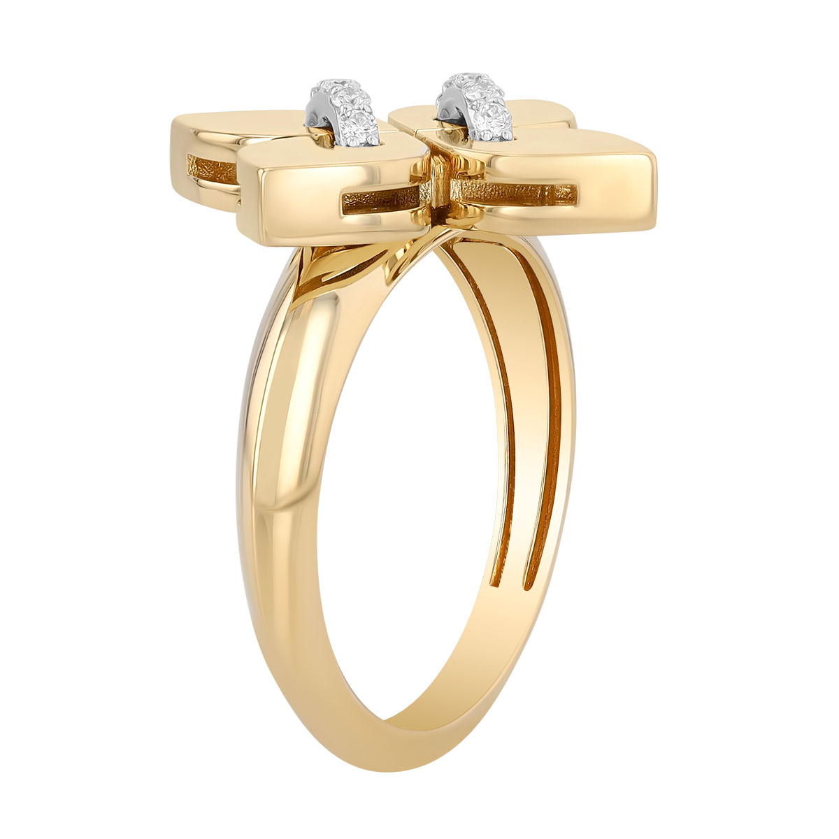 Roberto Coin Love in Verona Medium Diamond Link Flower Ring in Two Tone