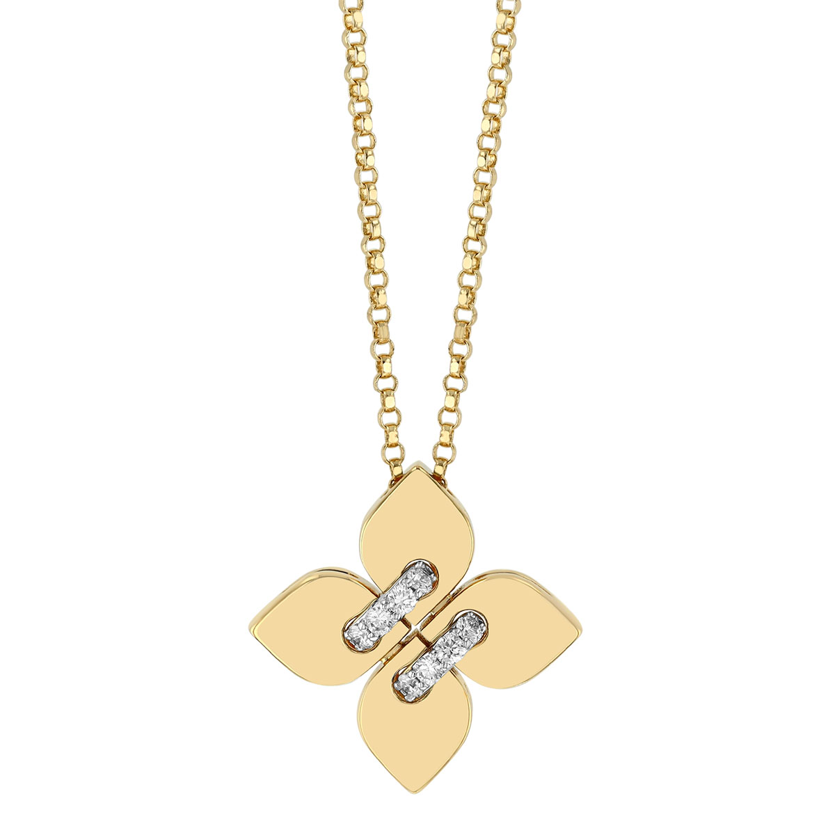 Roberto Coin Love in Verona Diamond Small Flower Pendant in Two Tone, 18